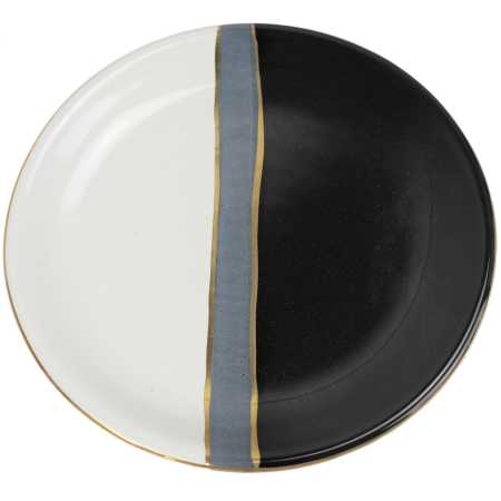 Teller 18 cm  Schwarz - Weiß - Gold